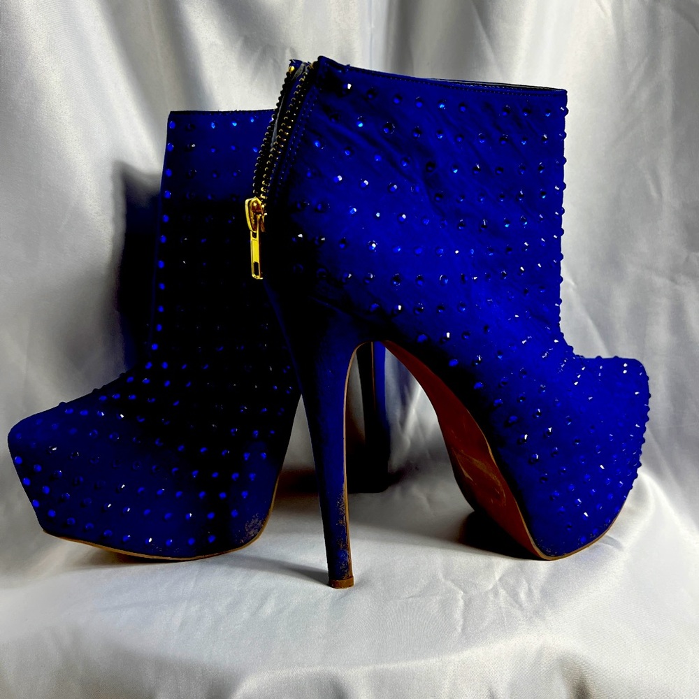 Wild Pair Royal Blue Rhinestone Booties 💎